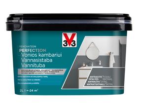 Emaliniai dažai, baldams/dažytų paviršių defektams šalinti V33 Renovation Perfection Bathroom, satino, 2 l, antracito sp.