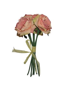 Mākslīgo ziedu pušķis, roze Domoletti, rozā krās., 30 cm