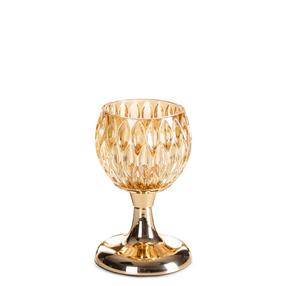 Žvakidė Zaria, stiklas/metalas, Ø 11 cm, 17 cm, aukso sp.