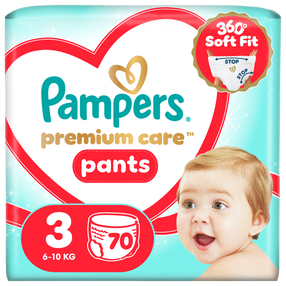 Autiņbiksītes - apakšbiksītes Pampers Premium Care Pants, 3 izmērs, 70 gab.