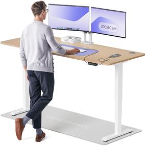 Kompiuterio stalas reguliuojamo aukščio Desktronic HomePro, 200 cm x 80 cm, 63 - 128 cm, balta sp./bamboo sp.