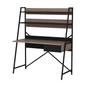 Rakstāmgalds un plaukts Kalune Design Arte, 124 cm x 55 cm, 150 cm, melns krās./valriekstu krās.