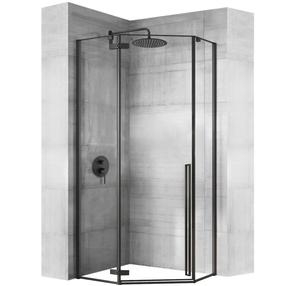 Dušo sienelė Rea Diamond Black, 100 cm x 195 cm x 100 cm, skaidri sp./juoda sp./grūdintas