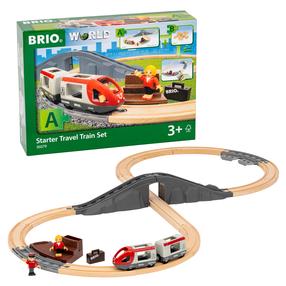 Žaislinis traukinys su bėgiais Brio World Starter Travel Train, įvairių spalvų