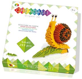 Papīra figūru izgatavošanas komplekts, gliemezis Creagami Origami S, dzeltena krās./zaļa krās./oranža krās.