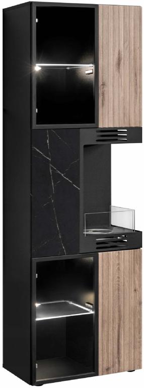 Vitrina ASM Cannes, black marble sp./vicking oak sp., 37 cm x 60.2 cm x 181.5 cm