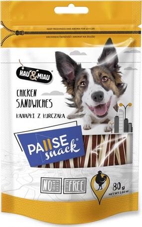 Gardums suņiem Hau&Miau Pause Snack Sandwiches, vistas gaļa, 0.08 kg