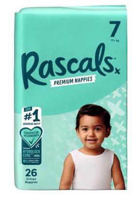 Подгузники Rascal And Friends Premium, 7 размер, 17 кг, 26 шт.