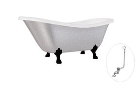 Vonia, laisvai pastatoma Besco Otylia Glam, 159.5 cm x 76.5 cm x 69.5 cm, ovalas, balta sp./sidabro sp.