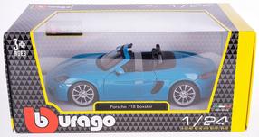  Žaislinis automobilis Bburago Porsche 718 Boxster, 1:24, mėlyna sp./juoda sp.