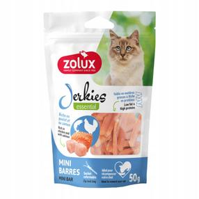 Kārumi kaķiem Zolux Jerkies, vistas gaļa/lasis, 0.050 kg