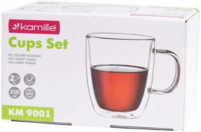 Dubultā stikla krūzes komplekts Kamille 9001, caurspīdīga krās., 0.35 l