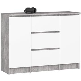 Kummut Akord Furniture Factory K100, valge v./hall v., 76 cm x 35 cm x 101 cm