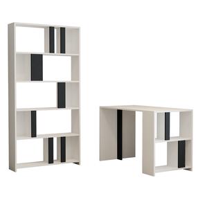 Rašomasis stalas su lentyna Kalune Design Lima 845HCT3845, 120 cm x 60 cm, 75.4 cm, antracito sp./balta sp.