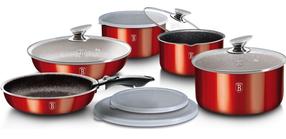 Puodų ir keptuvių rinkinys, su priedais Berlinger Haus Metallic Line Burgundy Edition BH-1674