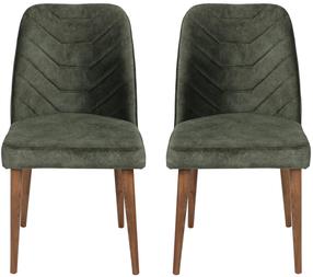Kėdžių rinkinys Kalune Design Dallas 565, riešuto sp./tamsiai žalia sp., 49 cm x 50 cm x 90 cm, 2 vnt.