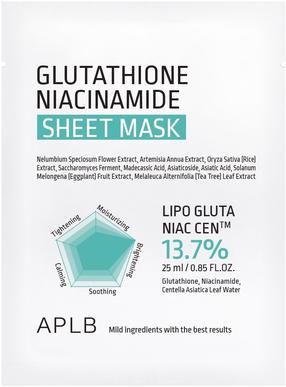 Sejas maska, vienreizlietojamais APLB Glutathione Niacinamide, 25 ml