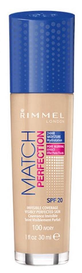 Skystas makiažo pagrindas Rimmel London Match Perfection SPF20, SPF 20, 100 ivory, 30 ml