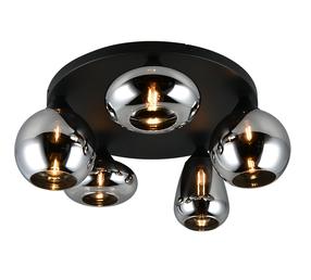 Светильник потолочный Trio Lumina 617030532, E14, 5 x 10 Вт, черный цв./хромовый цв. / черный цв.