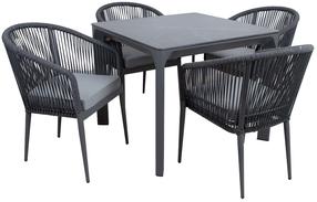 Lauko baldų komplektas Home4you Carves, juoda sp., 4 vietų