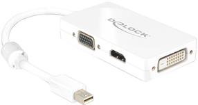 Šakotuvas Delock Mini Display port male, VGA / HDMI / DVI female, 0.15 m, balta sp.