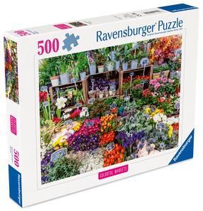 Dėlionė Ravensburger Flower Market In France, 36 cm x 49 cm, 500 vnt., įvairių spalvų