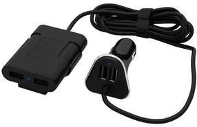 Auto telefona lādētājs Blow, 4 x USB 2.0, melna krās.