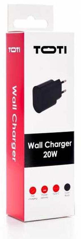 Зарядное устройство для телефона Toti, USB Type C, черный цв., 20 Вт
