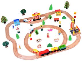 Žaislinis traukinys su bėgiais Train Set With Car, įvairių spalvų