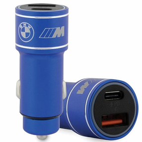 Auto telefona lādētājs BMW BMCCMUSBCB, USB Type C/USB Type A, zila krās., 20 W