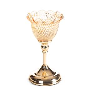 Žvakidė Luisa 02, stiklas/metalas, Ø 13 cm, 26 cm, aukso sp.