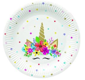 Vienreizējās lietošanas šķīvis Paw Decor Collection Unicorn Party, Ø 23 cm, 8 gab.