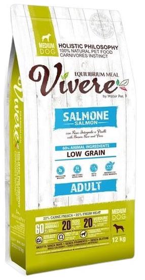 Sausas šunų maistas Vivere Low Grain Salmon, lašiša, 12 kg