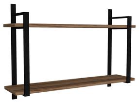 Sieninė lentyna Kalune Design Abat 495SSE1101, juoda sp./riešuto sp., 60 cm x 22 cm x 90 cm