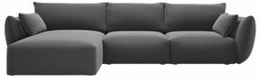Kampinė sofa Cosmopolitan Design Matera Velvet Salvador 18, tamsiai pilka sp., kairinė, 171 x 280 cm x 85 cm