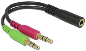 Адаптер Delock Jack 3.5mm - Jack 3.5mm x2 3.5 mm stereo female, 3.5 mm stereo male x2, 0.12 м, красный цв.
