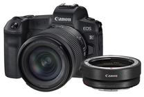 Sisteminis fotoaparatas Canon EOS R + RF 24-105mm F4-7.1 IS STM + Mount Adapter EF-EOS R, juoda sp.