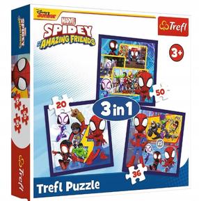 Dėlionė 3in1 Trefl Spidey 34892, 20 cm x 20 cm, 106 vnt., įvairių spalvų