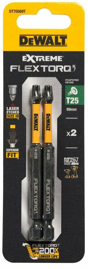 Биты для ударной отвертки Dewalt Extreme Flex Toro, T25, 89 мм