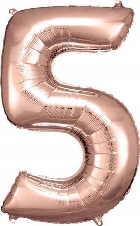 Folijas balons cipars Amscan Nr. 5, zeltrozā krās.