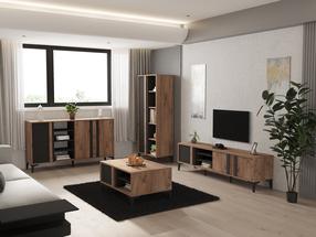 Svetainės baldų komplektas Kalune Design Lacin, vidaus, antracito sp./pušies sp