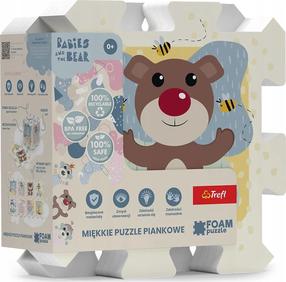 Paklājiņš mazuļiem - puzle Trefl Babies And The Bear 602790, 30 cm x 30 cm, 8 gab, daudzkrāsaina