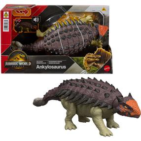 Žaislinė figūrėlė Mattel Jurassic World Rebirth Wild Roar Ankylosaurus, ruda sp./žalia sp./oranžinė sp.