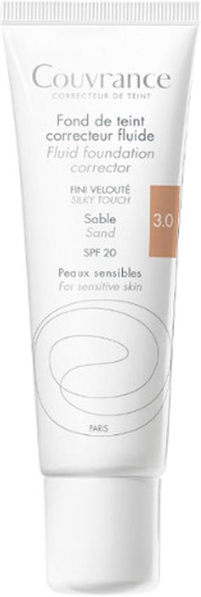 Skystas makiažo pagrindas Avene Couvrance, SPF 20, šviesiai ruda sp., 3.0 sand, 30 ml