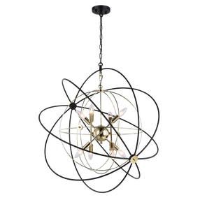 Светильник навесной CosmoLight Roxbury P08593AU, E14, 8 x 40 Вт, золотой цв./черный цв. / черный цв.
