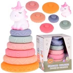 Izglītojoša piramīda, vienradzis Silicone Building 3D Stacking, 18 cm, daudzkrāsaina, 7 gab.