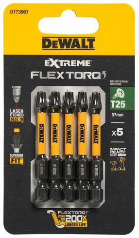 Kruvikeeraja otsikute komplekt Dewalt FLEXTORQ, T25, 57 mm