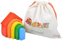 Lavinimo žaislas Wood&Joy Stacking Toy Rainbow House, 12 cm, įvairių spalvų, 5 vnt.