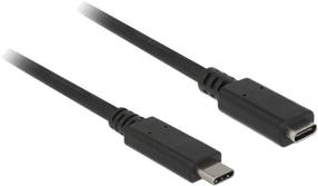 Adapteris Delock USB Type C Male to Female CM-CF USB-C 3.1 male, USB-C, 1 m, melna krās.