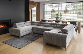 Kampinė sofa Louis Marte 130, pilka sp., kairinė, 202 x 347 cm x 92 cm